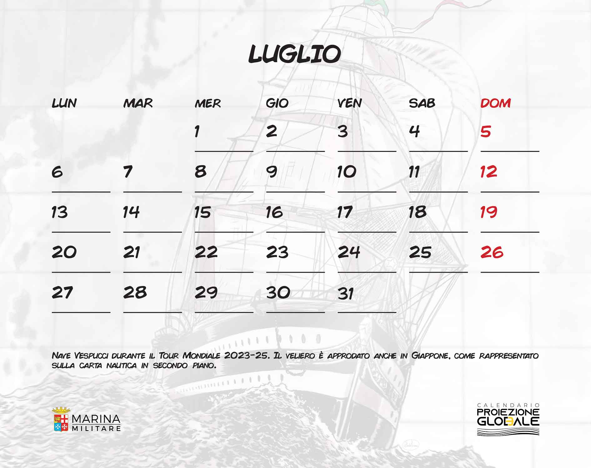 Calendario Marina Militare 2026 - da tavolo . Proiezione Globale - Image 4